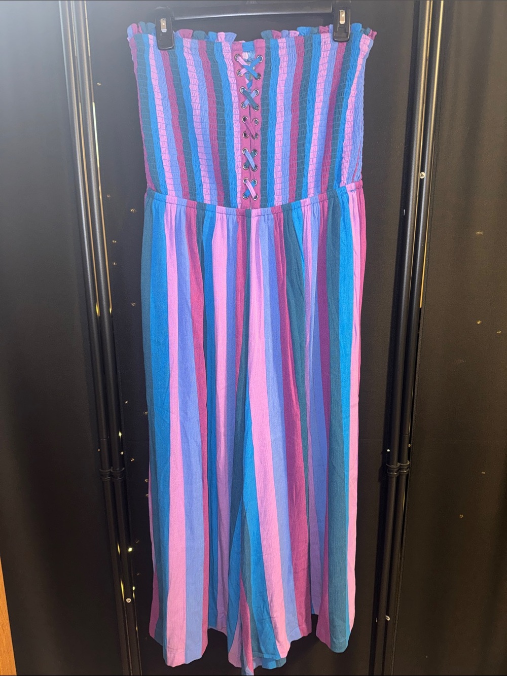 torrid Striped Strapless Jumpsuit in Pink, Purple & Blue